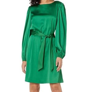 NWT The Drop Emerald Green Belted Silky Stretch Dress